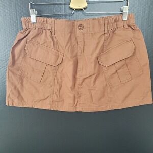 Justify Cargo Mini Skirt XL Rootbeer Brown Rip Stop Y2K Hip Hop‎ Streetwear